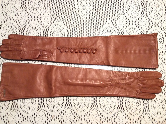 Women's long leather gloves Dsquared cognac