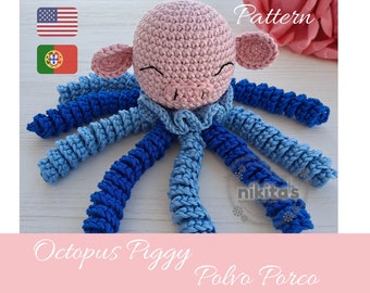 Piggy - Octopus amigurumi pattern *** Digital file ***