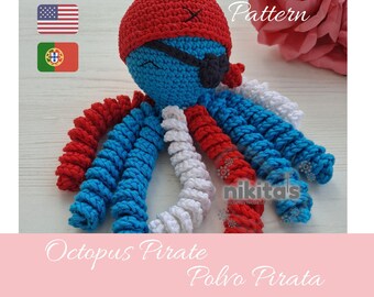 Pirate - Octopus amigurumi pattern *** Digital file ***