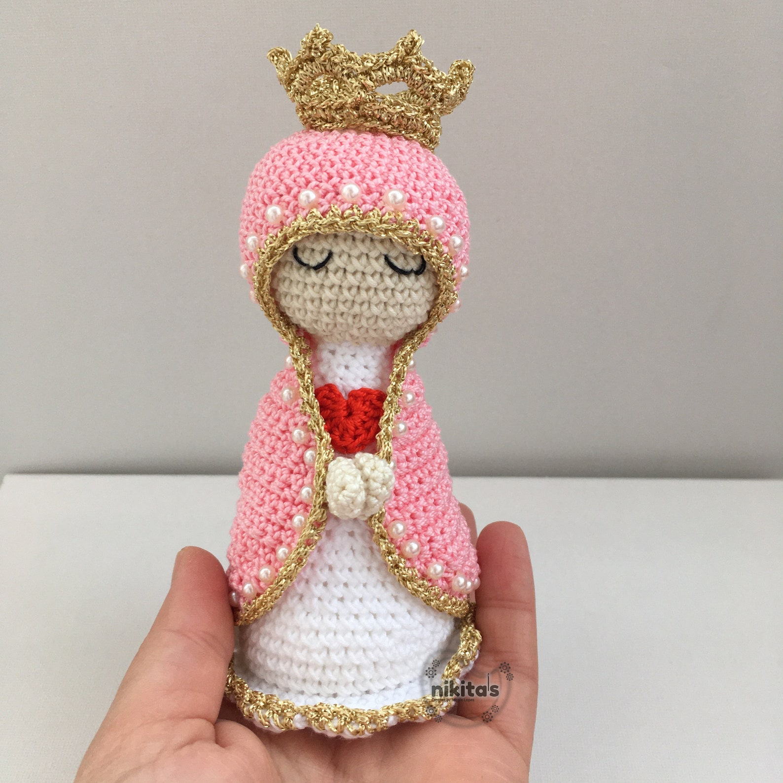 Virgin Mary Amigurumi Holy Mary In Crochet White Veil 678