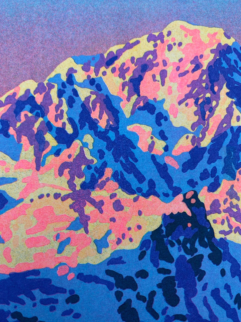 Sunset on Mont Blanc A4 riso print image 2