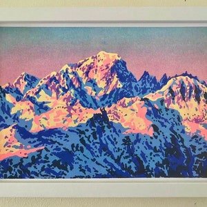 Sunset on Mont Blanc A4 riso print image 1