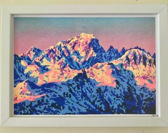 Sunset on Mont Blanc A4 riso print