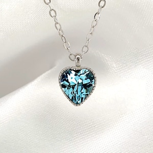 Collana con pietra portafortuna a forma di cuore in cristallo con biglietto personalizzato, collana con cuore in pietra preziosa, regalo di compleanno, regalo di anniversario per lei, gioielli d'amore