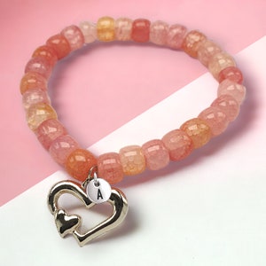 Pulsera personalizada de corazón gemelo hecha a mano, te amo regalo de San Valentín para niñas gemelas novia pareja, amiga tarjeta de San Valentín esposa, regalo BFF