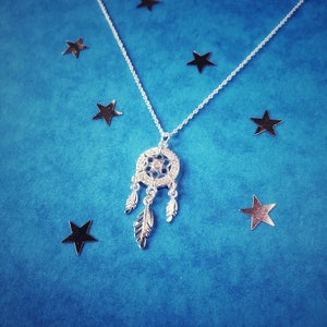 925 Sterling Silber Traumfänger Anhänger Halskette mit personalisierter Karte, Feder Halskette, spiritueller Schmuck, Geburtstagsgeschenk, Danke Geschenk
