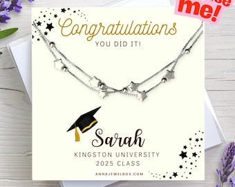 Graduation Star Bracelet Gift Box – Personalised Card, Grad Gift for Her, Daughter, Sister, Friend, Graduation Keepsake 2025