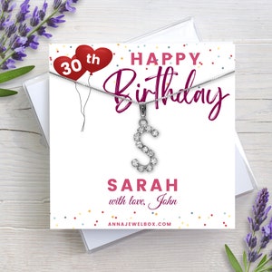 Collana con lettera iniziale personalizzata per il trentesimo compleanno / biglietto per il trentesimo compleanno per lei / regali per il trentesimo compleanno della migliore amica / collana con nome personalizzato