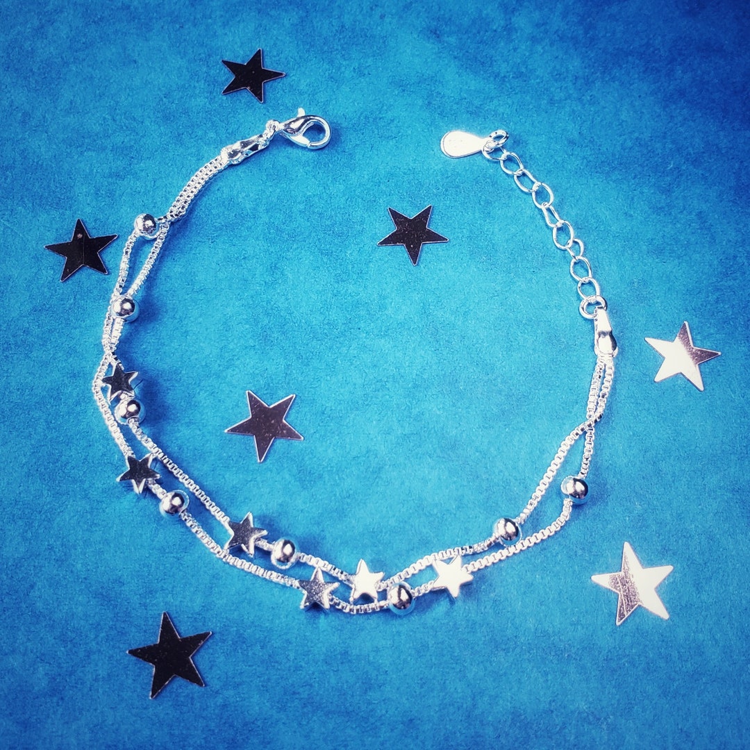 925 Sterling Silver Tiny Twinkle Stars Charm Beaded Star - Etsy UK