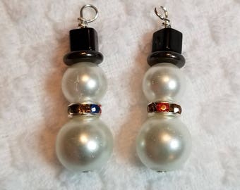 Pearl Snowman Earrings