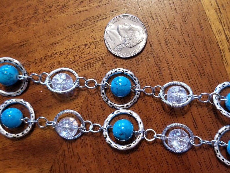 24 Round 8 mm Turquoise Bead and Link Necklace