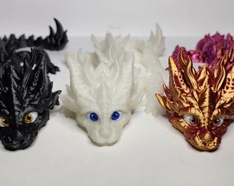 Articulated 3D-Printed Dragon Toys with Hand-Painted Eyes – Glow-in-the-Dark, Blue, Majestic Gold& Magenta Shimmer, and Mystical Black