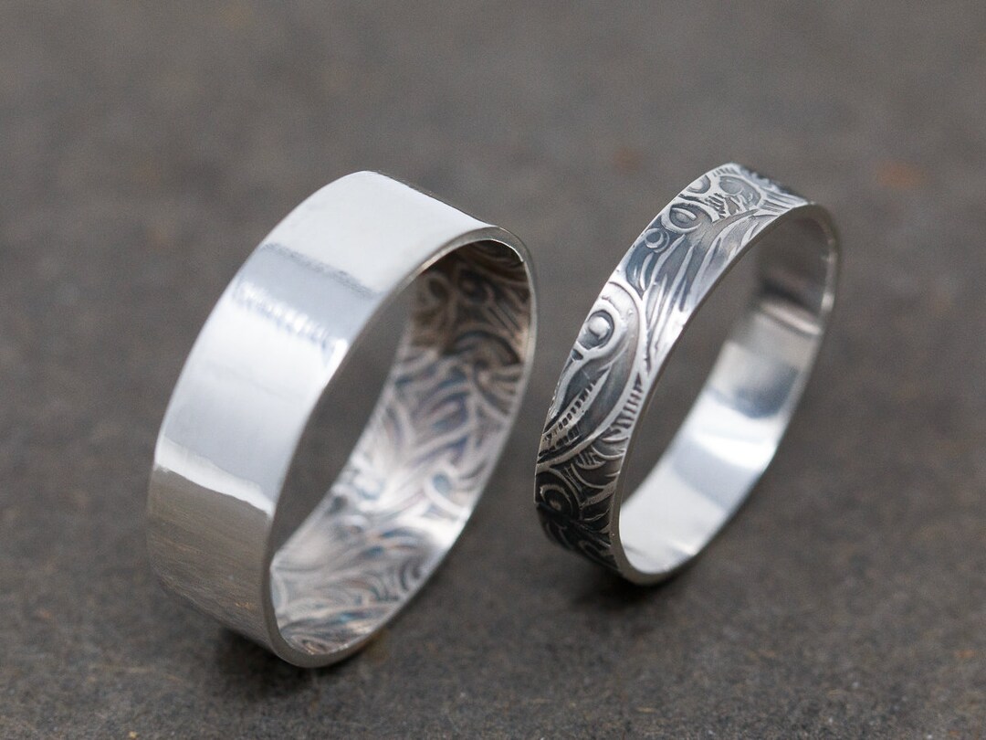 Sterling Silver Wedding Rings, Wedding Band Set, Couple Promise Ring ...