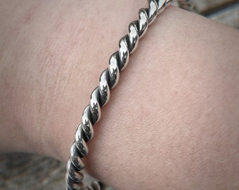 4.5mm Chunky Sterling Silver Twisted Cuff, Navajo Style Cuff, Sterling Silver Viking Arm Ring, Heavyweight Cuff, Men’s Cuff, Unisex Cuff