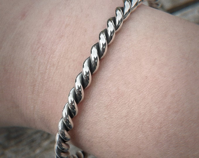 4.5mm Chunky Sterling Silver Twisted Cuff, Navajo Style Cuff, Sterling Silver Viking Arm Ring, Heavyweight Cuff, Men’s Cuff, Unisex Cuff