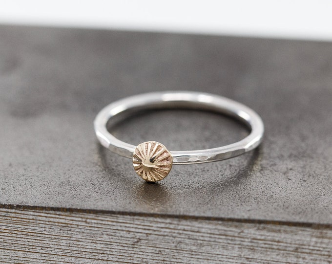 Solid 9ct Yellow Gold&Sterling Silver Starfish Ring|Starfish Ring|Sea Urchin Ring|Silver n Gold Ring|Mixed Metal Ring|Gift for Her