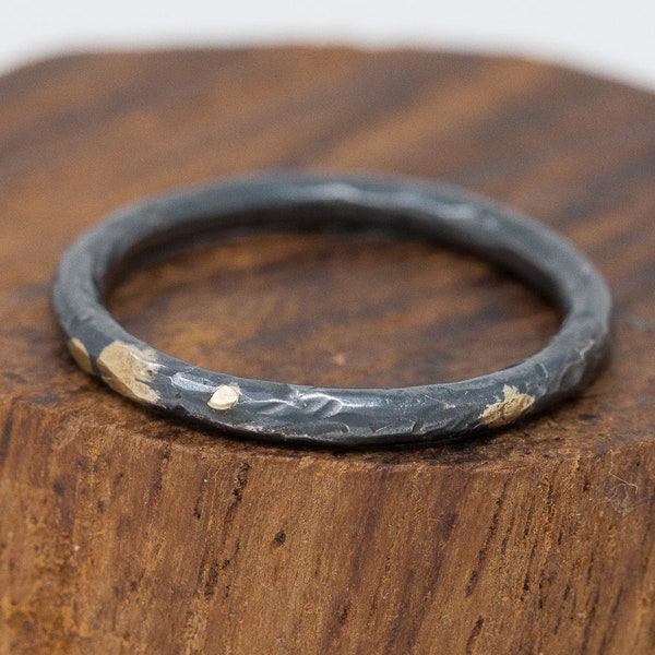 24K Gold&Sterling Silver Rustic Ring Wide|Mens Rustic Band|Organic Wedding Ring|Unisex Ring|Rustic Wedding Ring|Gift for Him|Gift for Her