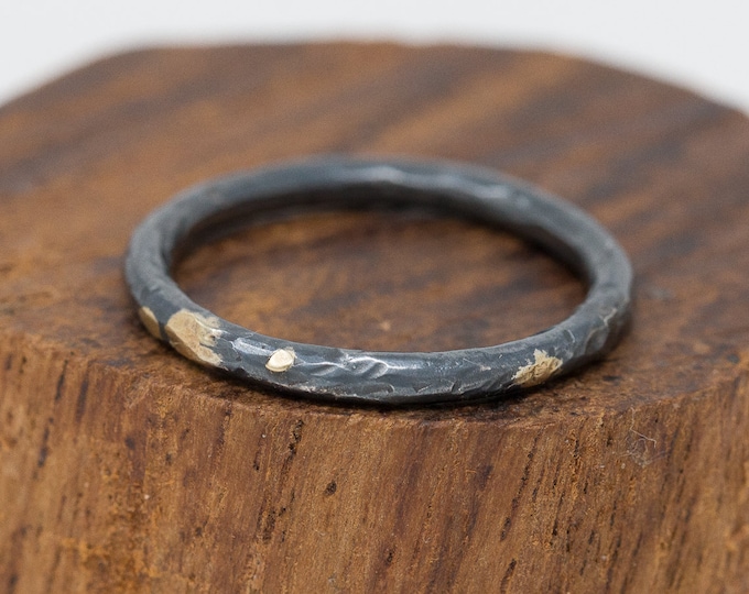 24K Gold&Sterling Silver Rustic Ring Wide|Mens Rustic Band|Organic Wedding Ring|Unisex Ring|Rustic Wedding Ring|Gift for Him|Gift for Her
