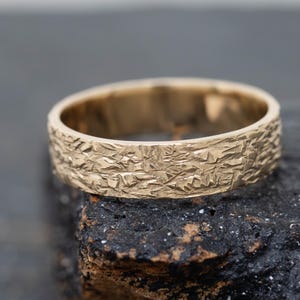 Fissio Ring, 9ct Yellow Gold, Rustic Texture Ring, Natural Inspired, Handmade Gold Ring, Hand Textured Gold Ring, Organic, Minimalistic