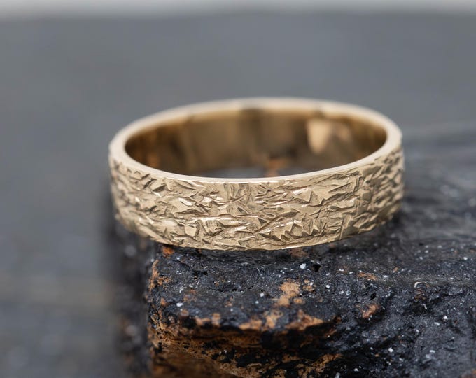 Fissio Ring, 9ct Yellow Gold, Rustic Texture Ring, Natural Inspired, Handmade Gold Ring, Hand Textured Gold Ring, Organic, Minimalistic