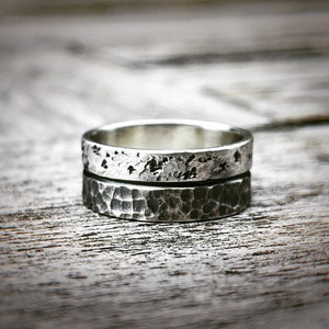 Handmade Sterling Silver Rustic Ring: 8mm Textured Unisex Band