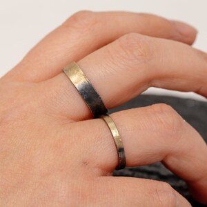 Sterling Silver & 24K gold Keum Boo Ring Set, Matching Rings, Unique Wedding Ring Set, Handmade Wedding Bands, Promise Ring Set image 3