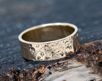 Handmade 6mm 9ct Yellow Gold Celestial Ring - Unisex Gold Band - Perfect Gift for Her or Him