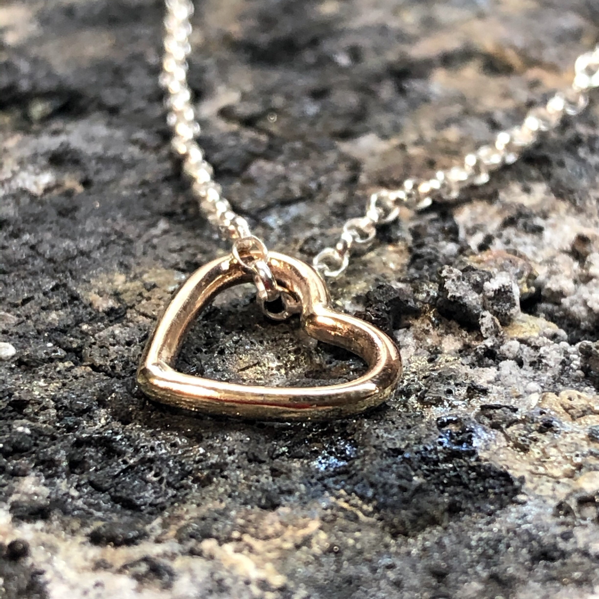 Gold floating clearance heart pendant