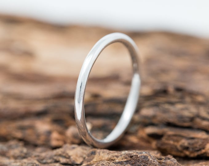 Completus Ring, 1.5mm Wide, in 9ct White Gold, Handmade White Gold Wedding Ring, Delicate, Classic, Simple Wedding Ring, Stacking Ring
