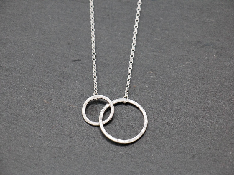 Sterling Silver Circle NecklaceInterlocking Circles NecklaceSterling Silver Infinity Circle NecklaceMothers Daughter PendantGift for Her image 4