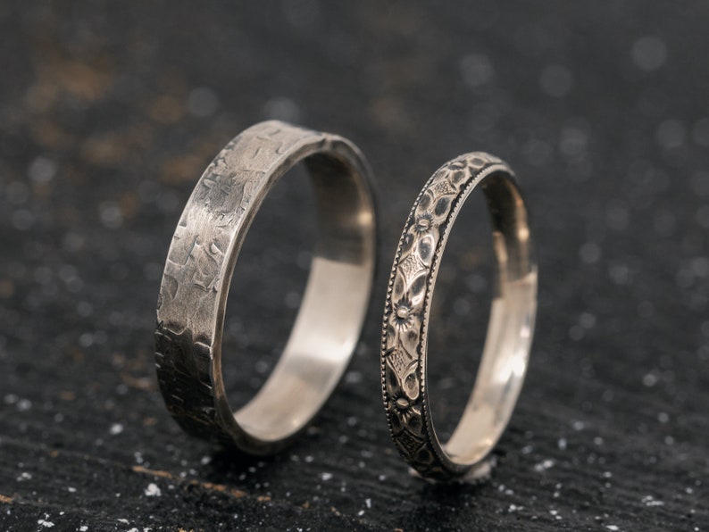 Sterling Silver Wedding Ring Set Floral Wedding Ring Set Etsy UK