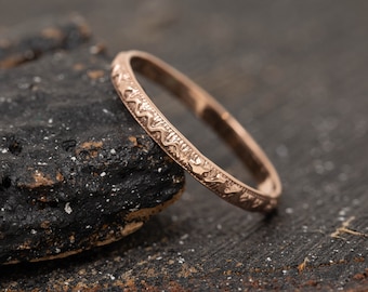 Astra Ring, in 9ct Rose Gold, 2.5mm Wide, Wishing Star Gold Ring, Promise Ring, Wedding Ring, Handcrafted Rose Gold Ring