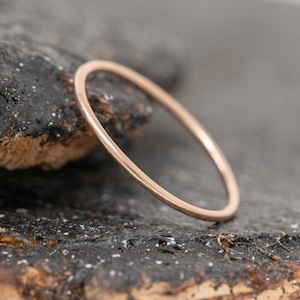 Petite 9ct Rose Gold Completus Ring, 1mm Wide Minimalist Stacking Band, Boho Wedding Ring, Slim Everyday Gold Ring