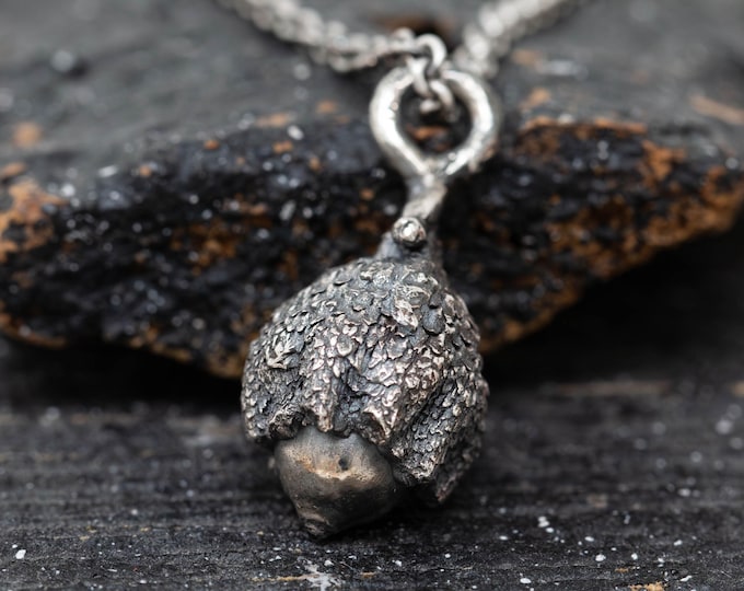 Canevaro Acorn Pendant Necklace, Solid Sterling Silver, Castello Canevaro Wedding Keepsake, Unique Acorn Jewelry, Rustic Nature Gift
