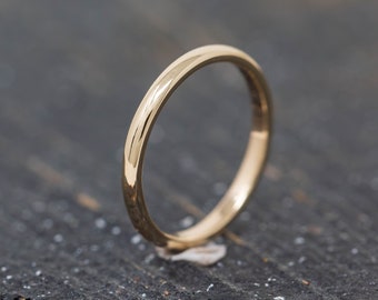 Completus Ring, Solid 9ct Yellow Gold, 2mm Wide D Shape Profile, Slim Wedding Ring, Simple Classic Gold Ring, Handmade, Custom Made