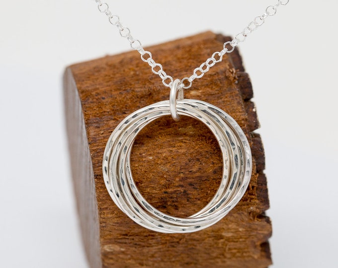 Sterling Silver 5 Circles Necklace|Russian Ring Necklace|Sterling Silver Circles Necklace|50th Birthday Gift|Gift for Mother|Gift for Her