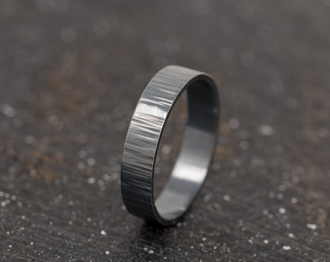 Rustic Sterling Silver Ring|Black Ring|Sterling Silver Black Ring|Unisex Ring|Sterling Silver Ring|Textured Ring|Gift for Him|Mens Ring