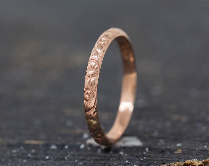 Voluta Aeternus Ring, in Solid 9ct Rose Gold, 2.5mm Wide, Scroll Ring, Vintage Inspired Rose Gold Ring, Classic, Artisan, Custom Made