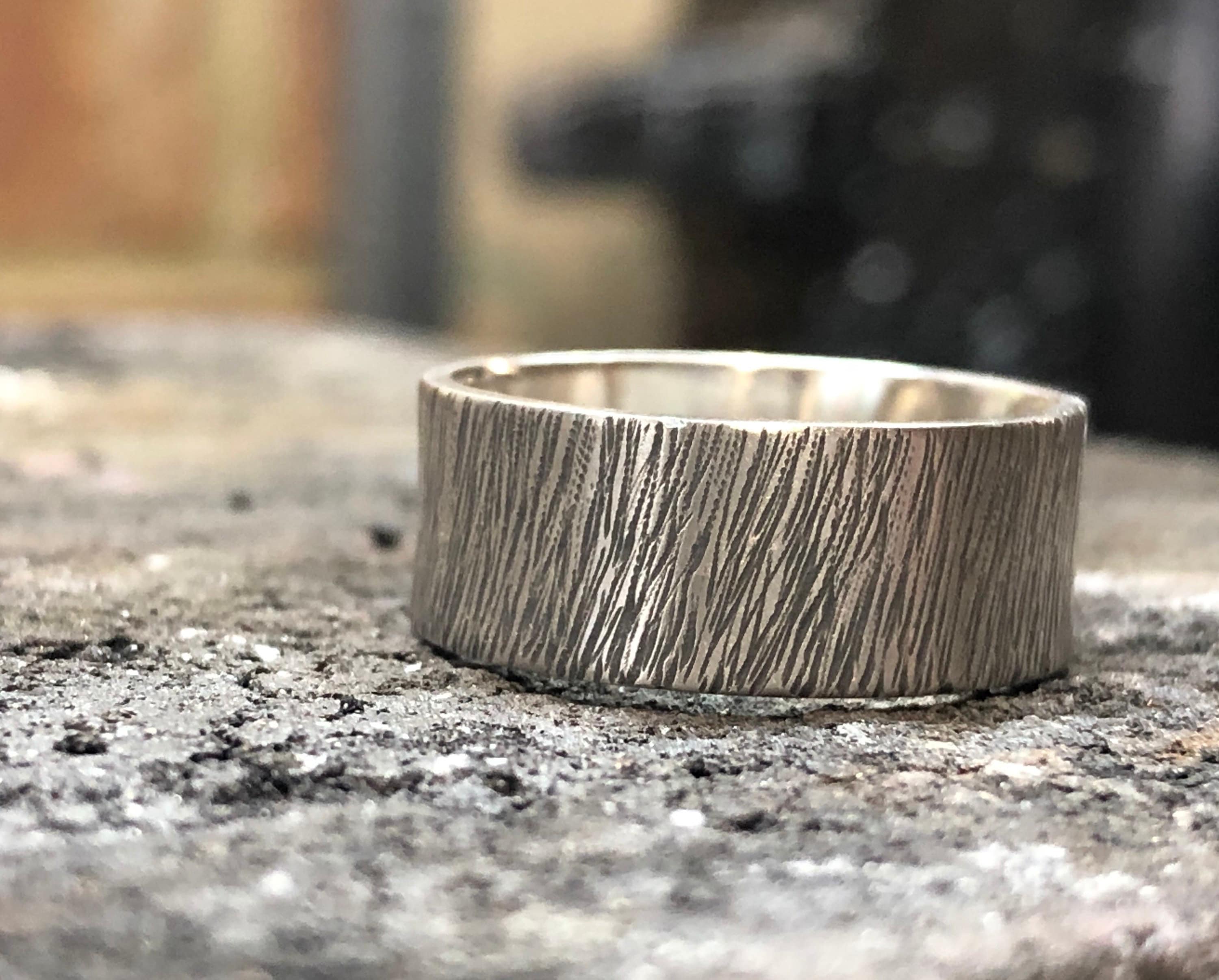 Silver hand shop ring for man