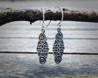 Handmade Sterling Silver Art Nouveau Scroll Drop Earrings