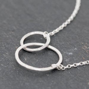 Sterling Silver Circle NecklaceInterlocking Circles NecklaceSterling Silver Infinity Circle NecklaceMothers Daughter PendantGift for Her image 5