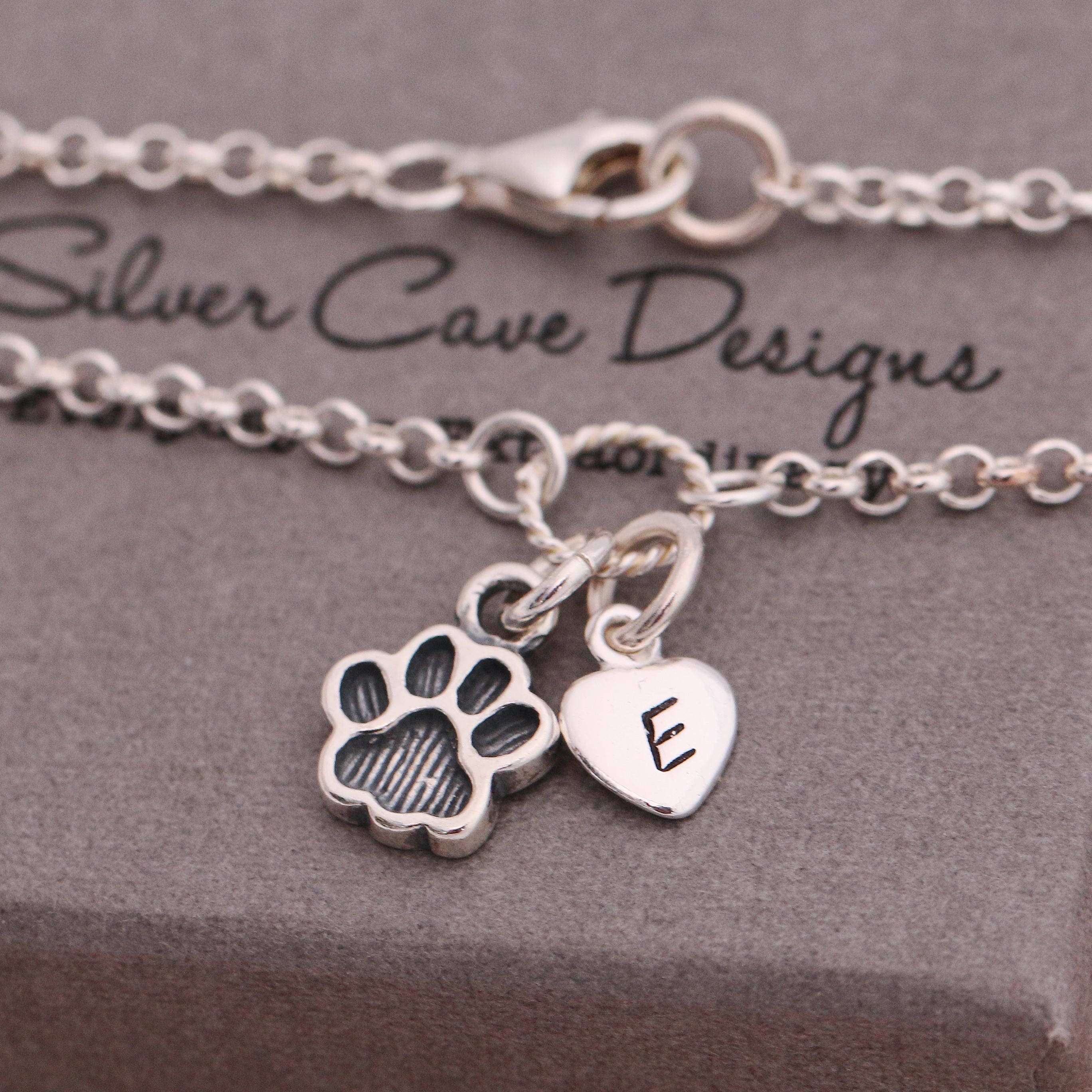 Sterling Silver Paw Print Bracelet, Paw Bracelet, Dog Paw Bracelet ...