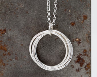 Sterling Silver 4 Circles Necklace | Sterling Silver Circles Necklace|40th Birthday Gift|Gift for Mother|Gift for Her
