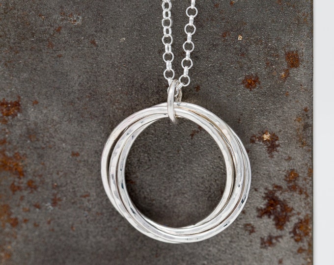 Sterling Silver 4 Circles Necklace | Sterling Silver Circles Necklace|40th Birthday Gift|Gift for Mother|Gift for Her