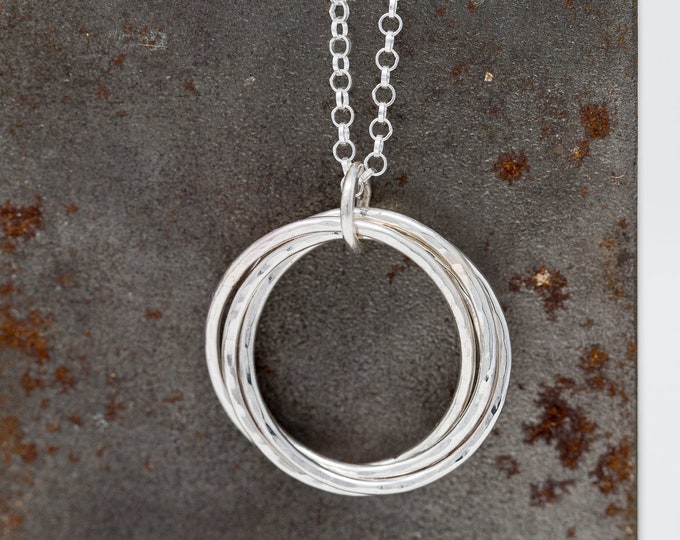 Sterling Silver 4 Circles Necklace|Russian Ring Necklace|Sterling Silver Circles Necklace|40th Birthday Gift|Gift for Mother|Gift for Her