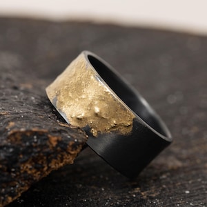 8 MM Sterling Silber & 24K Gold Keum Boo rustikaler Ring, rustikale Herrenband, einzigartiger Ehering, Versprechensring, Geschenk für ihn, Geschenk für sie