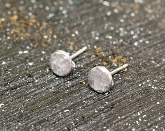 Sterling Silver Moon Stud Earrings|Sterling Silver Full Moon Earrings|Pebble Earrings|Dot Earrings|Silver Moon Earrings|Full Moon Earrings|