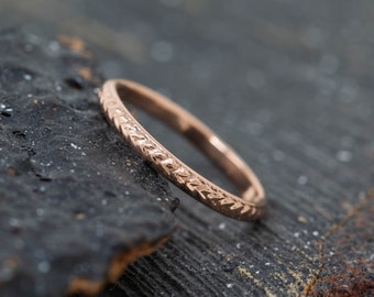 Ceres Ring, in 9ct Rose Gold, Handcrafted Rose Gold Wheat Patterned Ring, Symbol of Love and Commitment, Handmade Wedding Ring