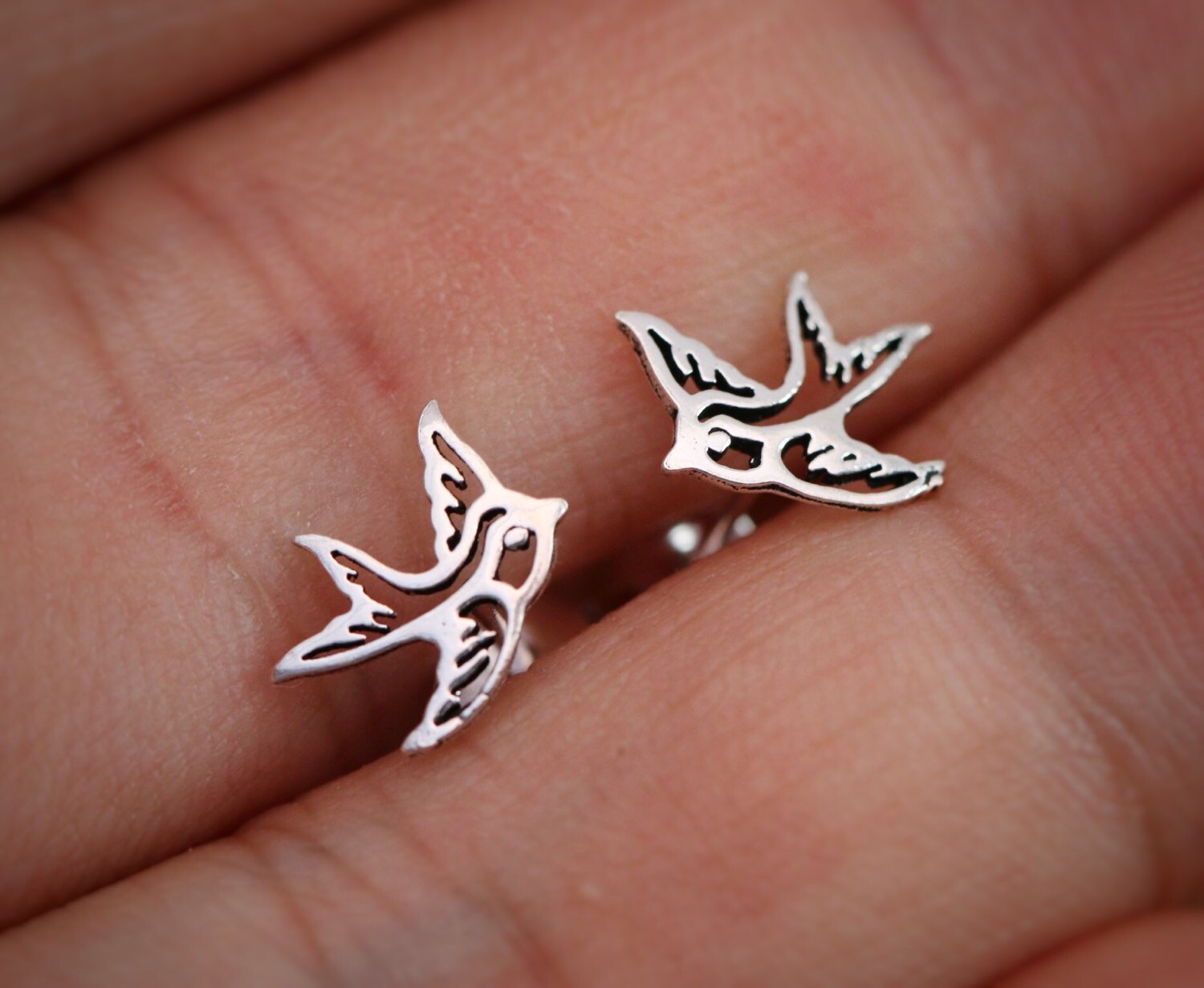 Sterling silver swallows studs Sterling silver swallows studs