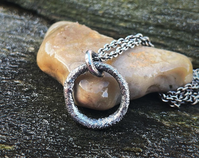 Altera III Pendant – Recycled Sterling Silver Freeform Circle Necklace, One of a Kind Handmade Jewellery